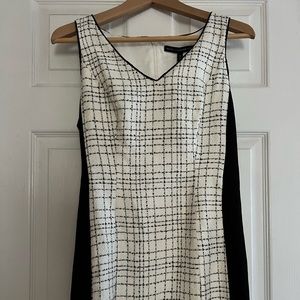 WHBM NWT 4P Black and White Tweed Dress